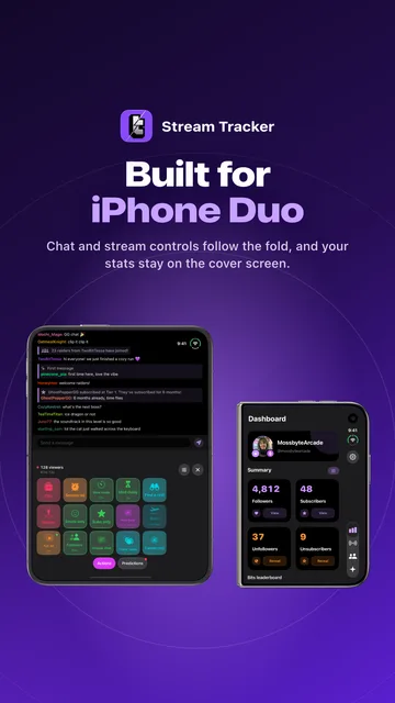 Stream Tracker on iPhone Duo, 9:16 promotional image