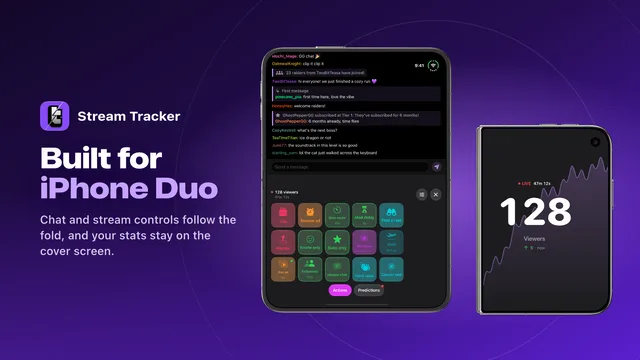 Stream Tracker on iPhone Duo, 16:9 promotional image